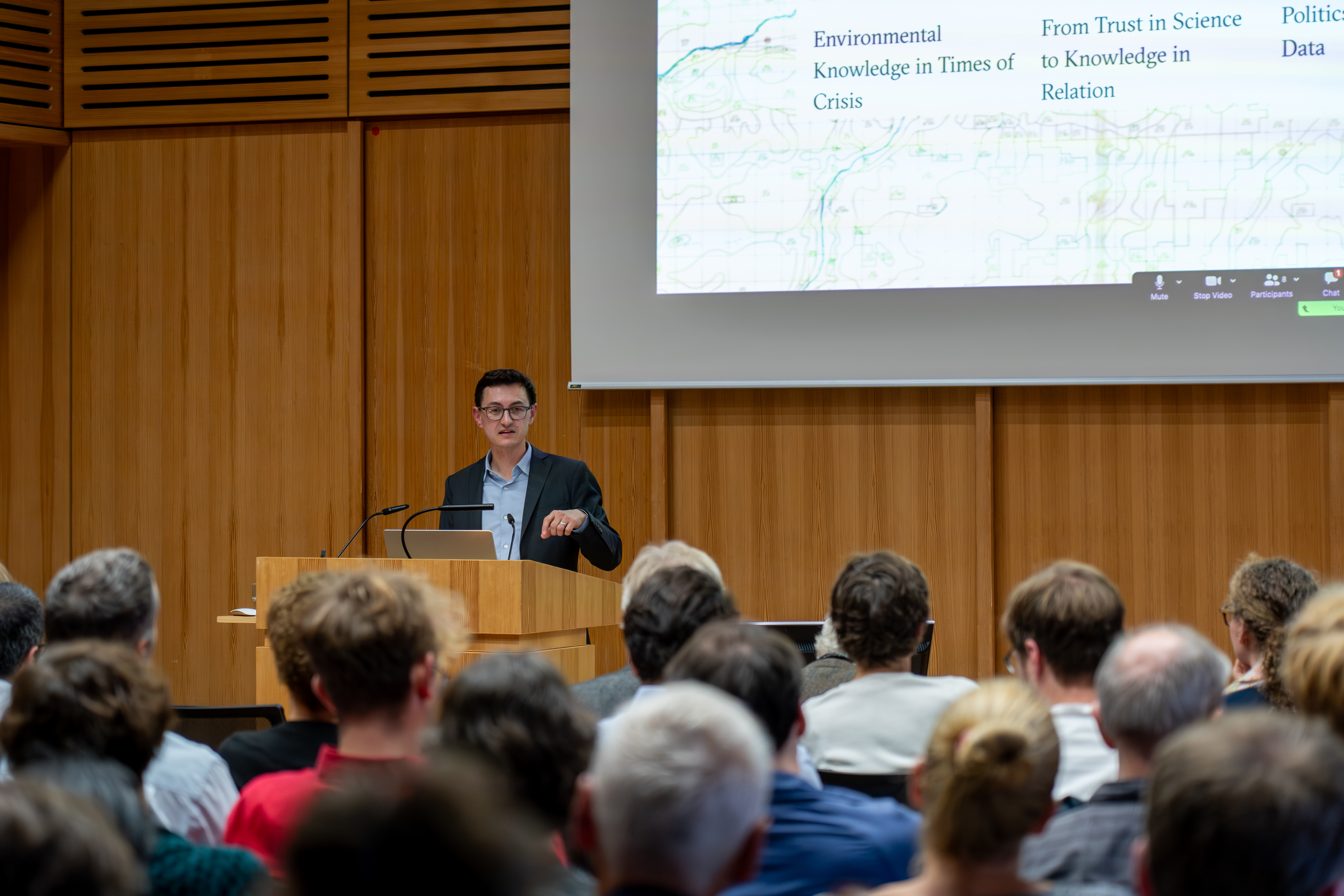 Etienne Benson giving a presentation in the MPIWG's main conference room