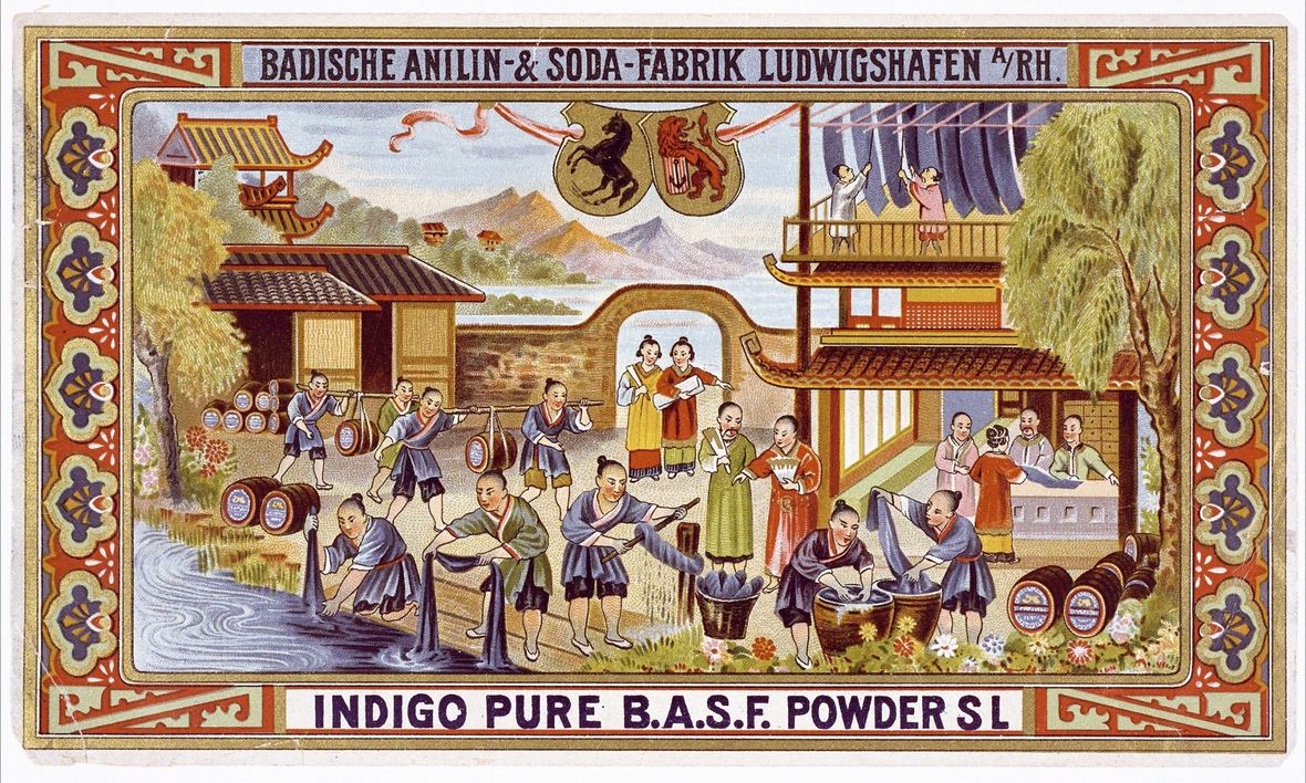 “Pure BASF Indigo Powder” label for the Chinese market, circa 1903. Source: BASF Archive.