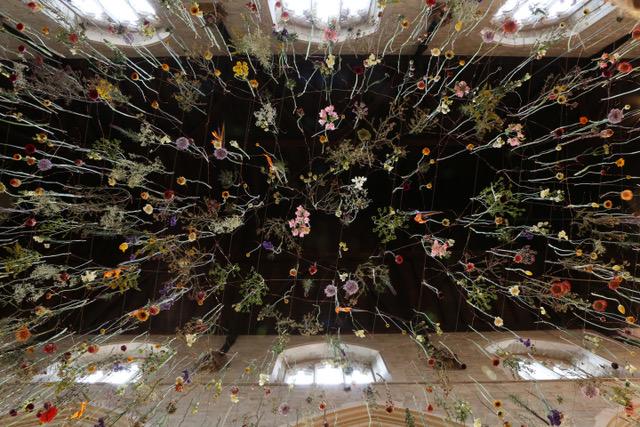 flowers hung from ceiling