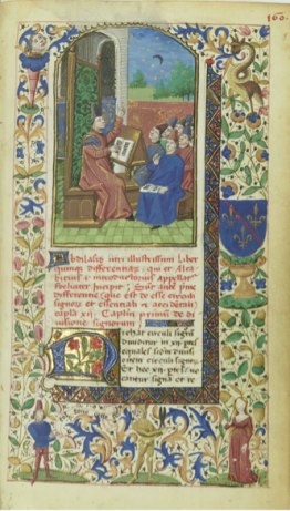 Manuscript page with colorful illustrations