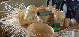 half made bamboo baskets on table