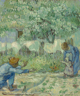 Vincent Van Gogh, First Steps, after Millet (1890). Public domain.